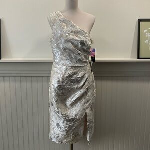 ✨ XSCAPE One-Shoulder Metallic Jacquard Dress | NWT | Size 12 | MSRP $228